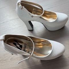 ウェディングシューズ 　MIHATO グリッター ホワイト ハイヒールの画像