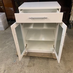 キャビネット 食器棚 オパール60G 人気の白家具 60cm×40cm×高さ90cmの画像