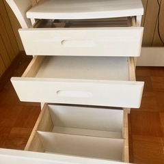 女の子　白　学習机　本棚　チェスト　リラックマのぬいぐるみ付き　女子小学生　女子中学生の画像