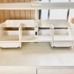 女の子　白　学習机　本棚　チェスト　リラックマのぬいぐるみ付き　女子小学生　女子中学生の画像