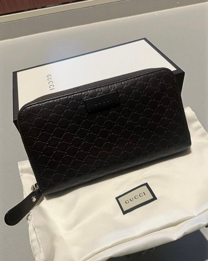 GUCCI グッチ マイクログッチシマ ラウンドファスナー 長財布