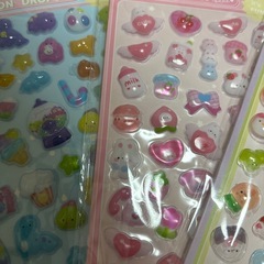 ぷくぷくシール5枚　うさぎ　ねこ　リボン　アイスなどの画像