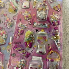 しゃかしゃかシール　ラメ入り　キラキラ　シール交換　女の子　4パックの画像