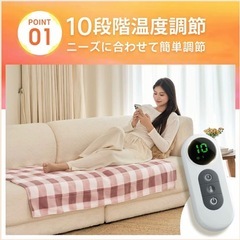 【新品未使用】楽天1位 10段階温度調節 電気毛布（ブラック×ホワイト）の画像
