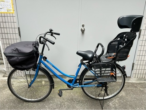自転車 チャイルドシート＋レインカバー＋前カゴカバー付き 南浦和