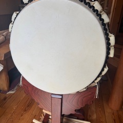 1尺4寸長胴宮太鼓(鼓面径42ｃｍ）本赤欅材■奉納用台付きの画像
