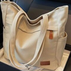 キャンバス生地ショルダーバッグ　トートバッグの画像