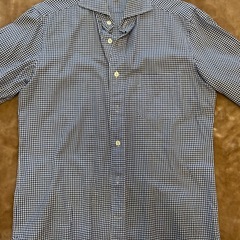 ポールスチュアートPaul Stuartワイシャツ カジュアルシャツ メンズシャツ 長袖シャツ ドレスシャツ トップス 紳士服blue ブルー青色系チェック綿コットン 表示サイズM メンズ（men’s）男性用の画像