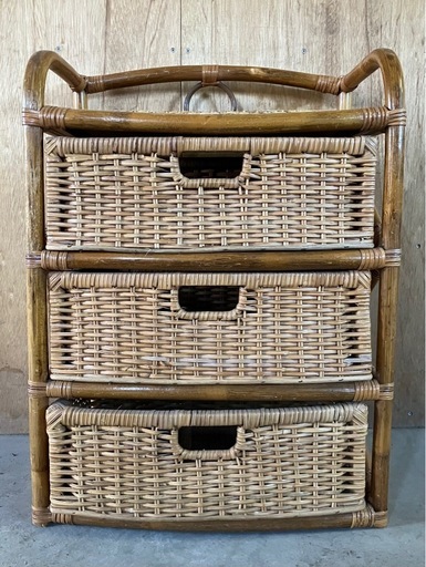 ラタン収納引き出しタンス3段レトロアンティーク (ユア・プレシャス