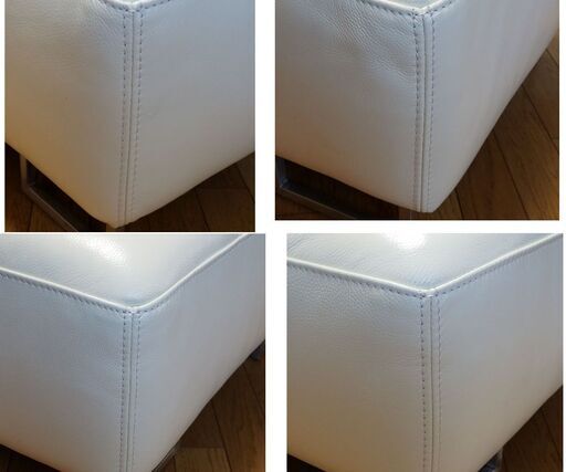 IDC 大塚家具 本革 オットマン L/Sコンフォート ホワイト レザー 中古