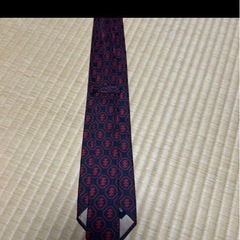 菱屋　ネクタイ　西陣織　ネイビーと赤の六角形模様の画像