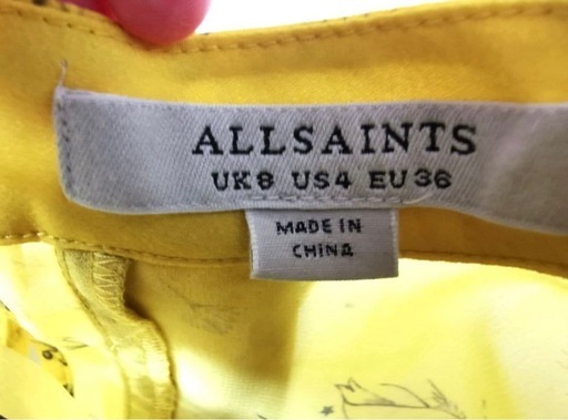 【美品】All Saints イエロードレス/ワンピース ボタニカル柄