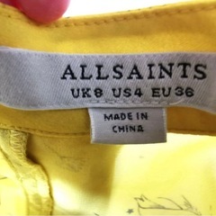 【美品】All Saints イエロードレス/ワンピース ボタニカル柄の画像