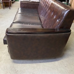☆相談中☆3人掛けソファ　  応接ソファ　ブラウン　昭和レトロ　☆下部に劣化有り☆の画像