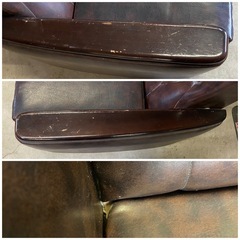 ☆相談中☆3人掛けソファ　  応接ソファ　ブラウン　昭和レトロ　☆下部に劣化有り☆の画像