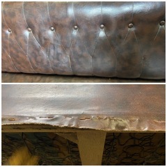 ☆相談中☆3人掛けソファ　  応接ソファ　ブラウン　昭和レトロ　☆下部に劣化有り☆の画像