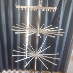 二段式回転物干しハンガー ホワイトの画像