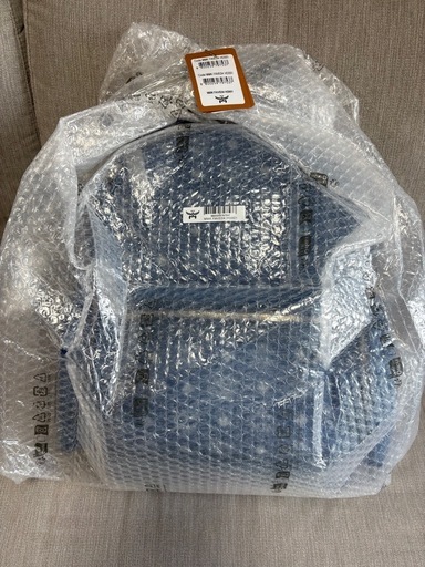 MCMデニムブルー ロゴ入りリュックサックStark バックパック -モノグラム
