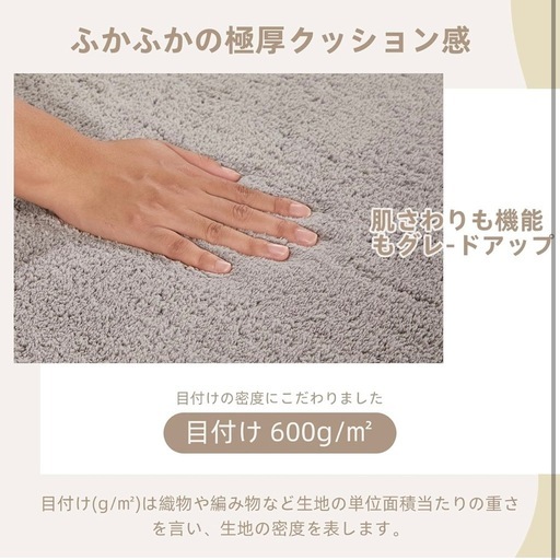 カーペット ラグマット 250×200cm　滑り止め付 洗えるラグ 抗菌 防音絨毯 長方形 ライトグレー