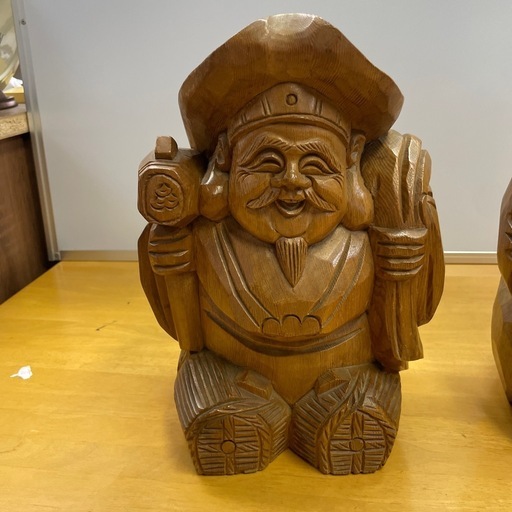 木彫 大黒天&恵比寿天 2体セット 七福神 置物 工芸品 彫刻 インテリア 木製