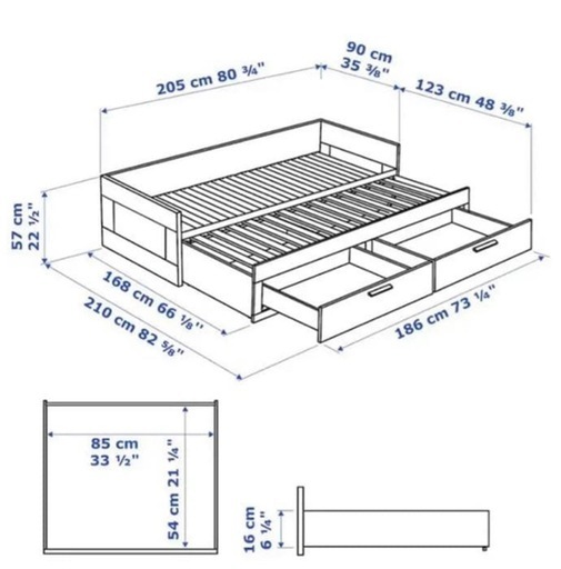 IKEA イケヤ BRIMNES ブリムネス デイベッド 引き出し　家具 ホワイト/80x200 cm ベッド　ソファー 
