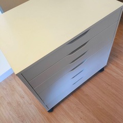 キャスター付き 多段引き出し収納 白／デスク下・オフィス用の画像