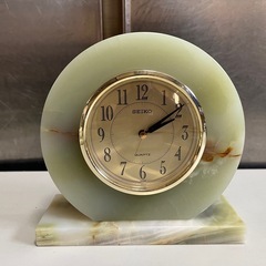 オニキス製 SEIKO 置時計 QK528M 動作品 卓上喫煙具セット アッシュトレイ ライター シガレットケース まとめて 中古品 ④の画像