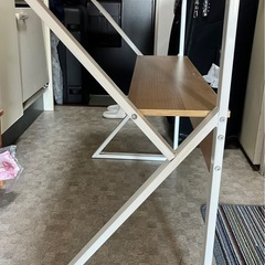 K型デスク／コンピューターデスク／ワークデスク／棚付き／幅81cm／約6.5kgの画像