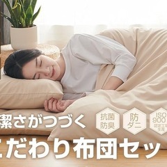 布団セット シングル ４点セット 寝具セット 洗える 来客用布団セット SEK認証抗菌防臭・防ダニ 【高密度固綿入り 三層敷布団・中綿1.6kg掛け布団・枕・収納ケース】ピーチスキン加工 ホコリ出にくい オールシーズン 新生活 コンパクト 低ホルムアルデヒド 柔らかい ベージュの画像