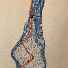 青いメッシュ収納ネット　古道具　骨董の画像