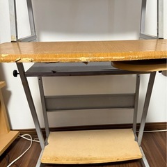 パソコンラック　スタンド　パソコンデスク　机　木目　ナチュラルブラウン　の画像
