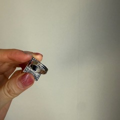 ピンク スクエア ビジュー リング（フリーサイズ）の画像