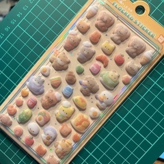 3D 立体　ぷっくり　もこふわ　シール　フロッキーの画像