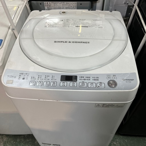 ☆現状品☆シャープ　全自動洗濯機　7キロ　2017年製　排水ホースなし