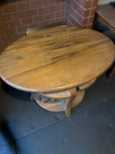 店舗什器】木製 丸テーブル カフェテーブル 円形テーブル 中古