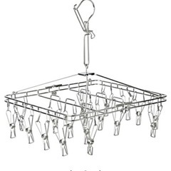 オールステンレス角型ハンガー・小 約３５．５×２８ｃｍ・ピンチ１８個付の画像