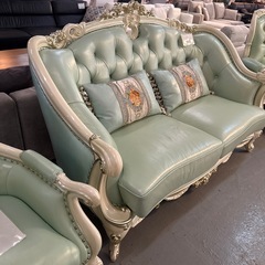 ロココ調ソファ　ターコイズブルーの画像