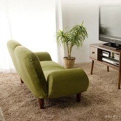 【美品】おしゃれ リクライニング ローソファー 2人掛け【定価2万】の画像