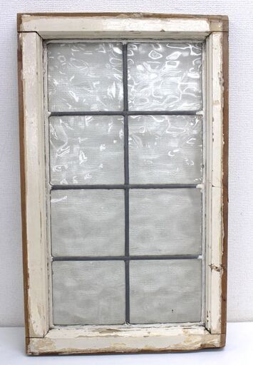 ≪ZS792②ジ≫シャビーシックなガラス戸 木枠/窓枠 小窓 建具 レトロ/ヴィンテージ調/アンティーク調 インテリア ペンキ剥げ有/現状品