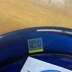 レトロ ガラス 大型 トレー 皿 飾皿 ブルー 藍 盛皿 ビンテージの画像