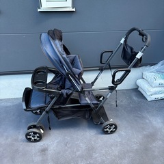 katoji カトージ ネイビー 折りたたみ式ベビーカー 二人でゴー 2人乗りの画像