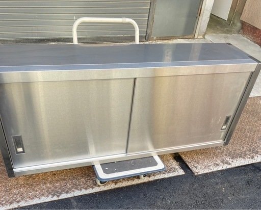 業務用 吊り棚 スライド壁付けキャビネット 天吊キャビネット 幅1500×奥345×高さ600(mm) 引戸付き吊り戸 吊り戸棚 大阪