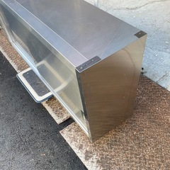 業務用 吊り棚 スライド壁付けキャビネット 天吊キャビネット 幅1500×奥345×高さ600(mm) 引戸付き吊り戸 吊り戸棚 大阪の画像