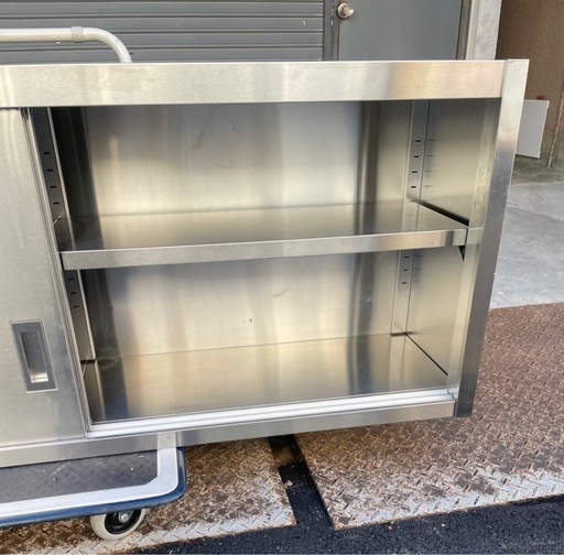業務用 吊り棚 スライド壁付けキャビネット 天吊キャビネット 幅1500×奥345×高さ600(mm) 引戸付き吊り戸 吊り戸棚 大阪