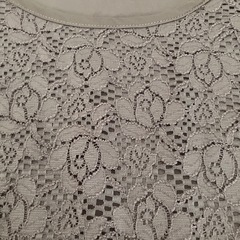 ブラウン花柄レース長袖ブラウスの画像