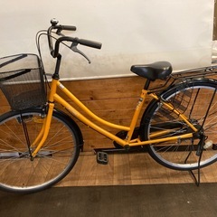 【前後タイヤ・チューブ新品！】26インチ自転車　シングルギア　オレンジの画像