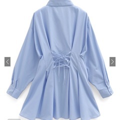 バックレースアップタック シャツミニワンピースの画像