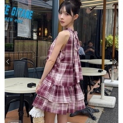 チェック柄ティアードアメスリミニワンピースの画像