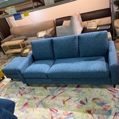 3Pソファ　オットマン付き　ブルーの画像