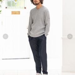 【CALL&RESPONSE】mn2415-スムースニット Vネック グレーの画像